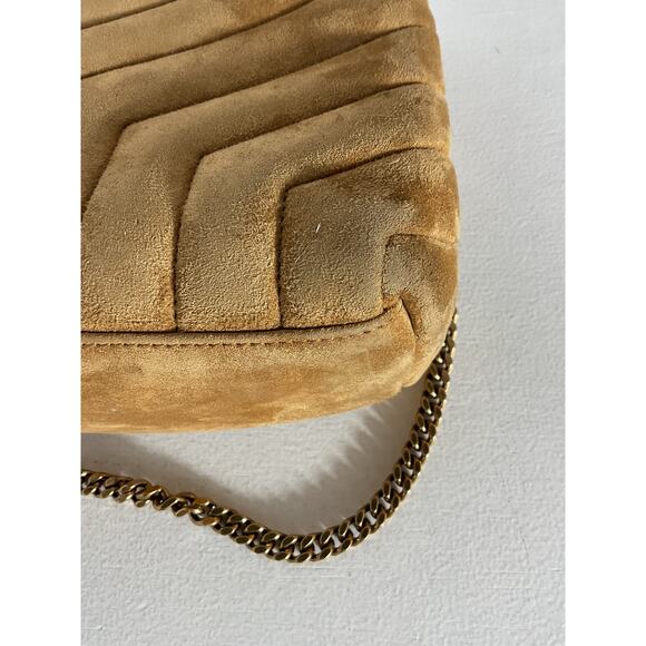 Saint Laurent 'Loulou' Tan Suede Small Chain Bag - Picture 10 of 12